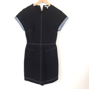 Derek Lam 10 Crosby SIZE 0 Womens Black Stripe Cuff Shift Dress BROKEN ZIPPER